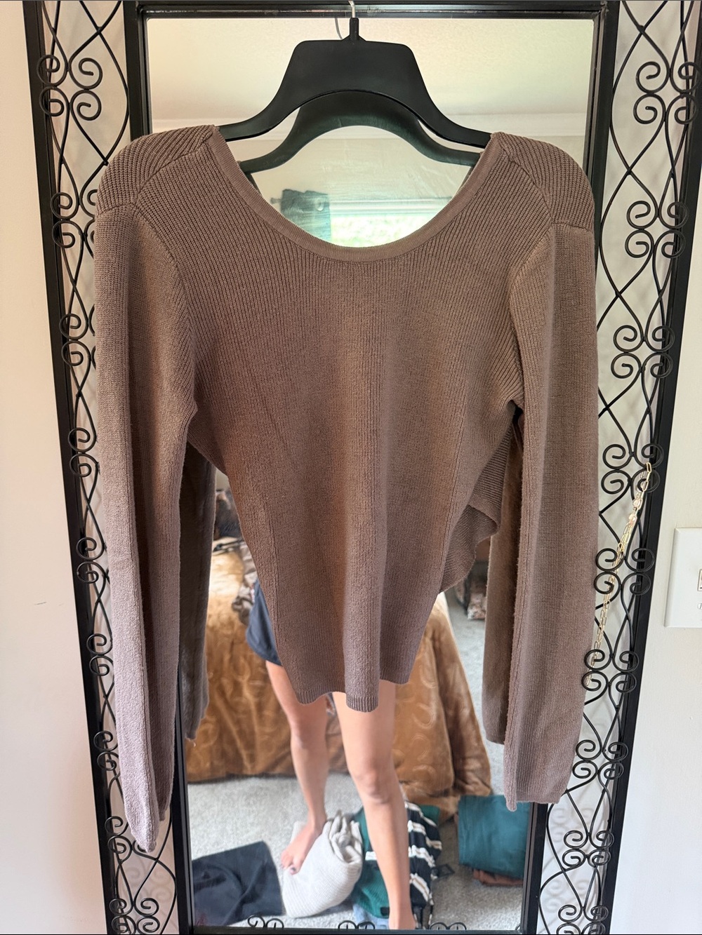 Women's Taupe Knit Long-Sleeve Sweater - Hippie Rose